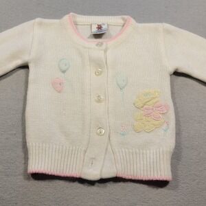 Vintage Snuggle Alert‎ 12M Baby Cardigan Sweater Pastel Taiwan 80s Cute Knit